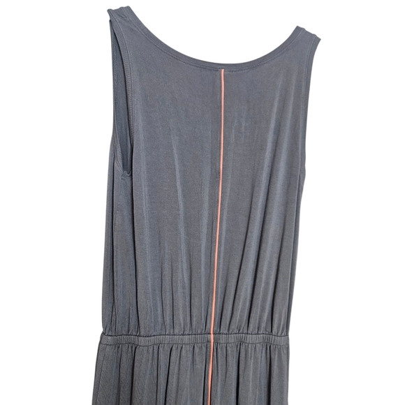 Lilla P Racing Stripe Maxi Tank Dress in Dolphin Gray Elastic Waist size Medium - Picture 6 of 11